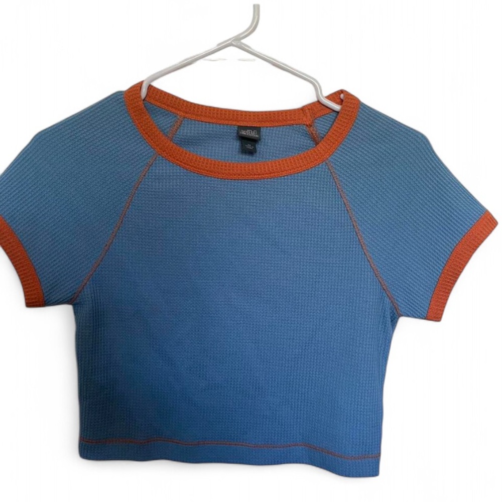 Women’s Orange & Blue Wild Fable Waffle Crop Top